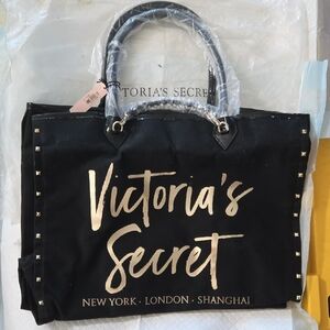 Victoria's Secret Black Tote with Gold Accents
